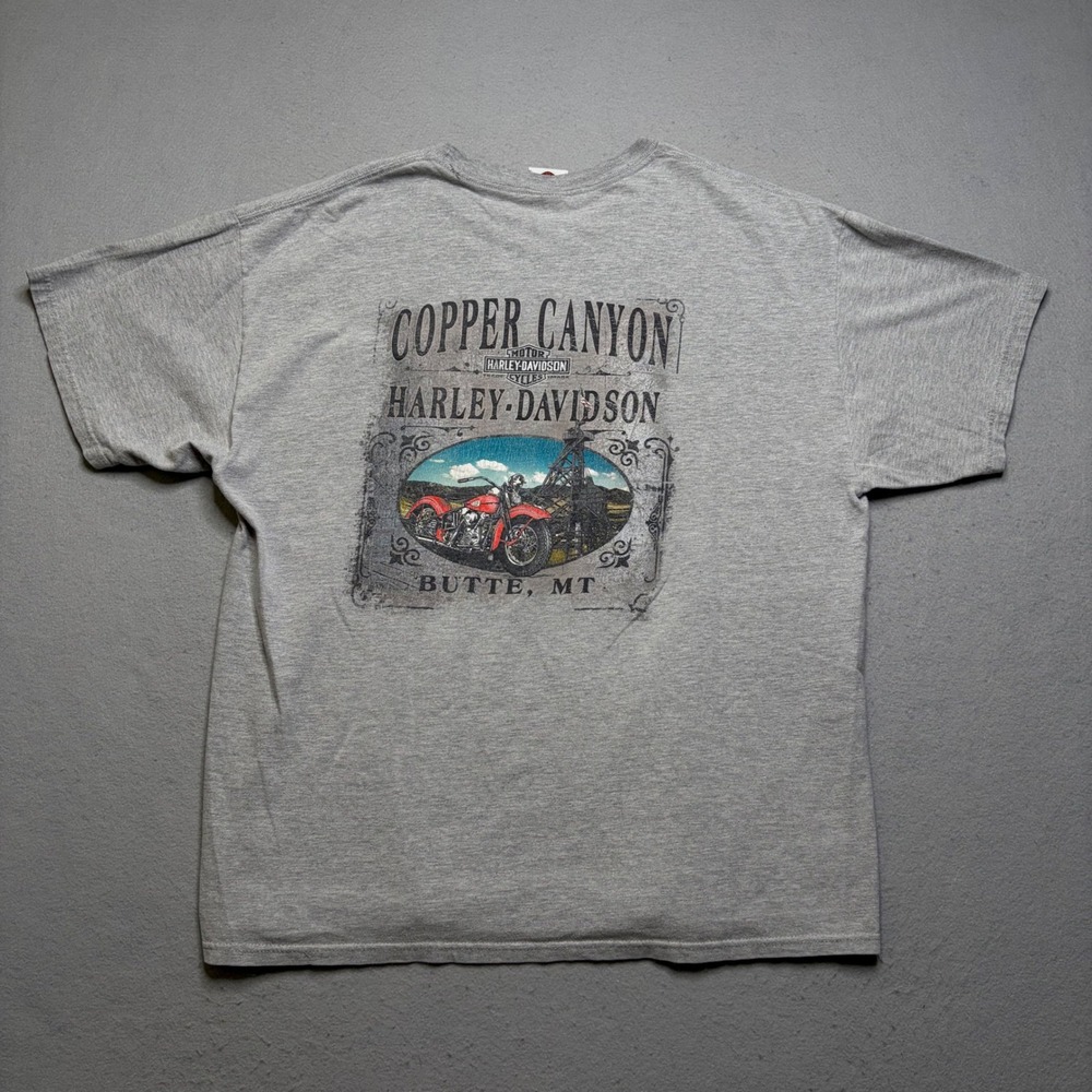 Harley-Davidson T-Shirt Mens XL Gray Copper Canyon Butte MT Pocket Graphic Tee